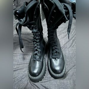 Zara genuine leather combat boots